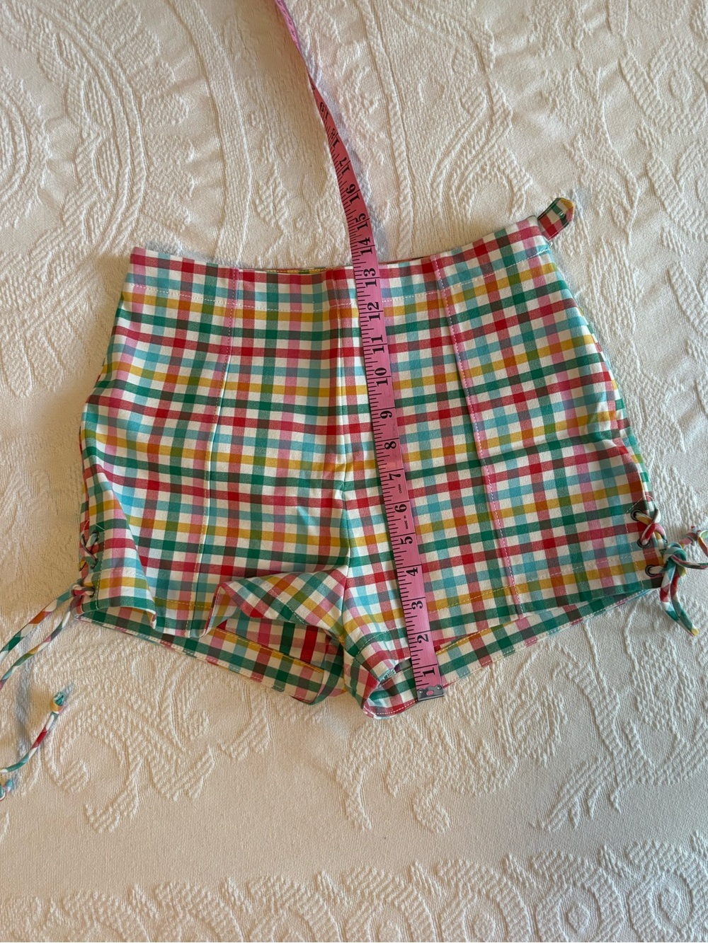 Maeve Multicolor Gingham High-Waist Shorts, Size 2, like new